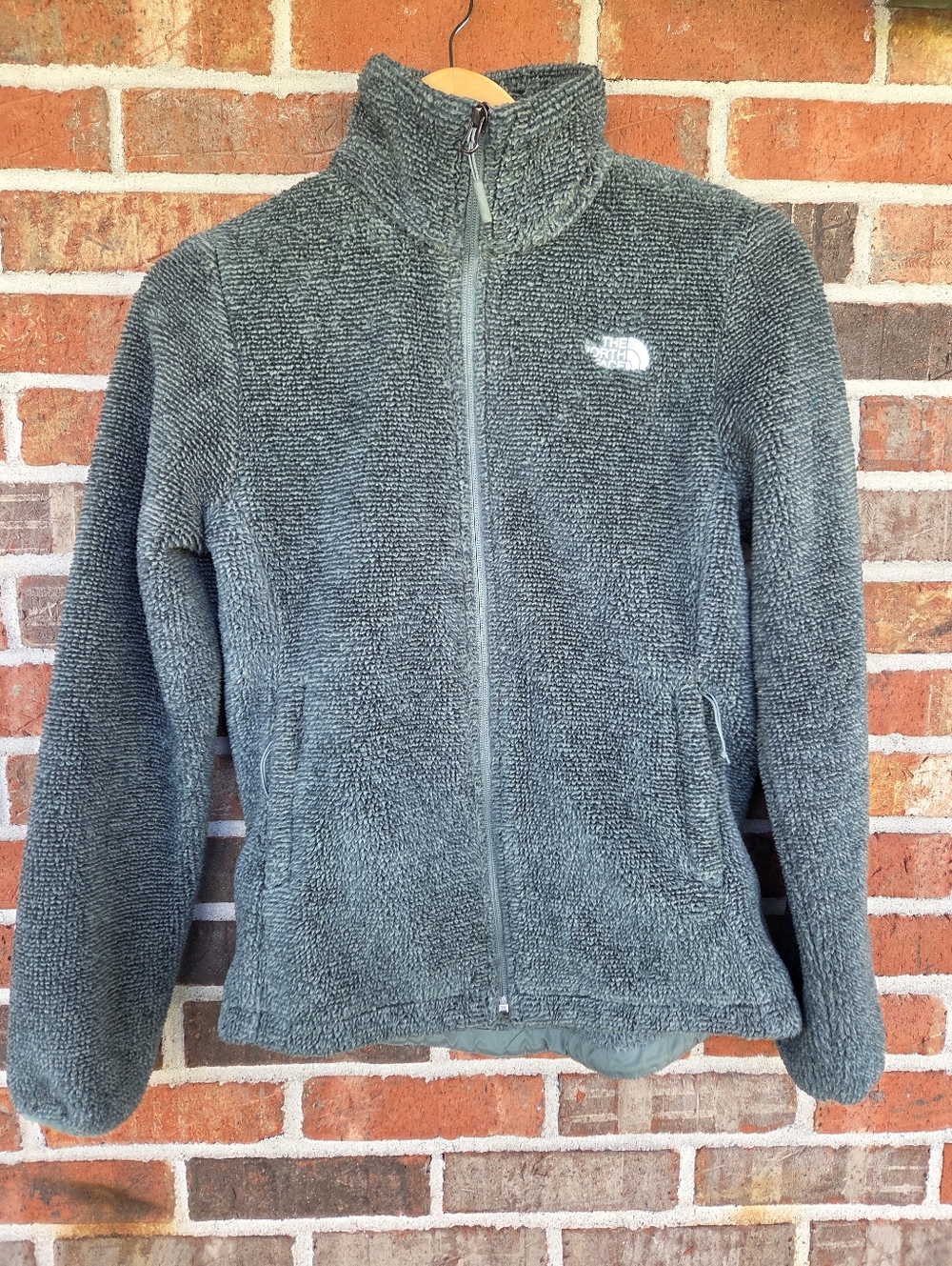The North Face Women's Olive Green Teddy Fleece Zip Jacket